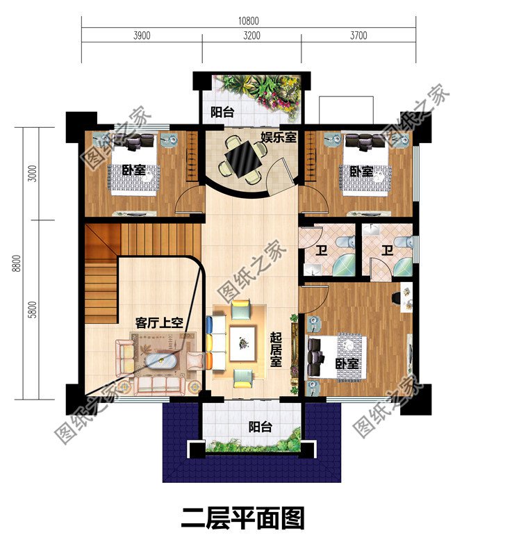 100平方米二层古典中式小别墅设计图