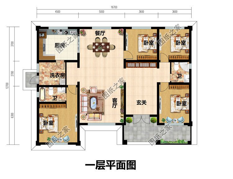 新中式一层别墅设计图纸,农村自建平房户型方案图