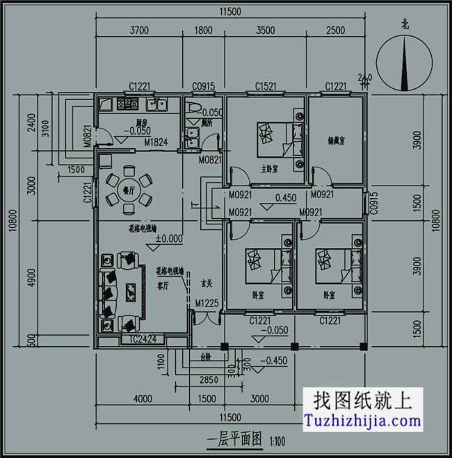 户型十:一层乡村房屋设计图纸