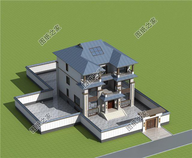 3套三层别墅大户型方案，有效果图和平面图，过完年就建