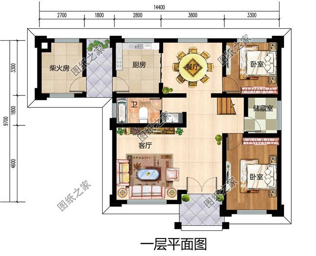 别墅款式二层自建房设计图一层户型图