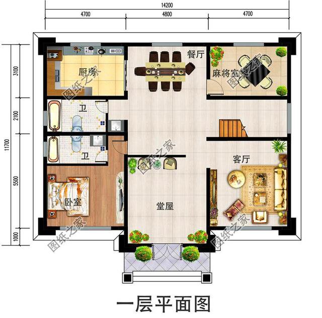 第二款:新中式风格农村三层别墅设计图,占地160平方米,主体造价50万三