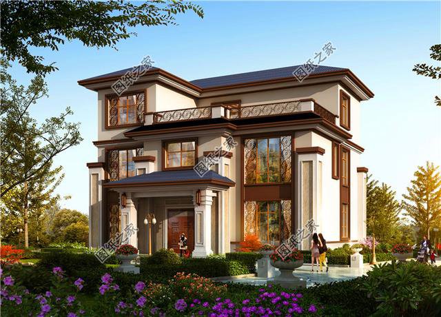 第二款:新 中式风格农村三层别墅设计图,占地160平方米,主体造价50万