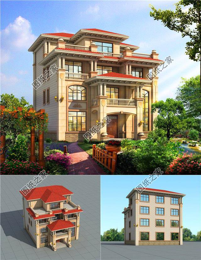 三款4层带旋转楼梯别墅设计图，设计大气又惊艳，这样的别墅你值得拥有！