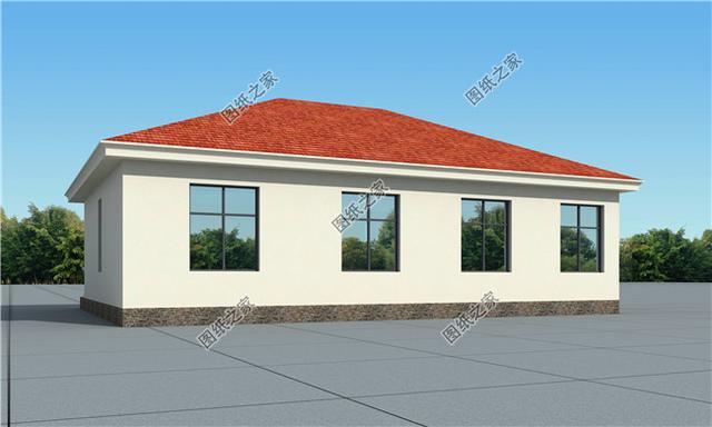 一层斜屋顶自建房图，简简单单，看着漂亮住着舒服就行了