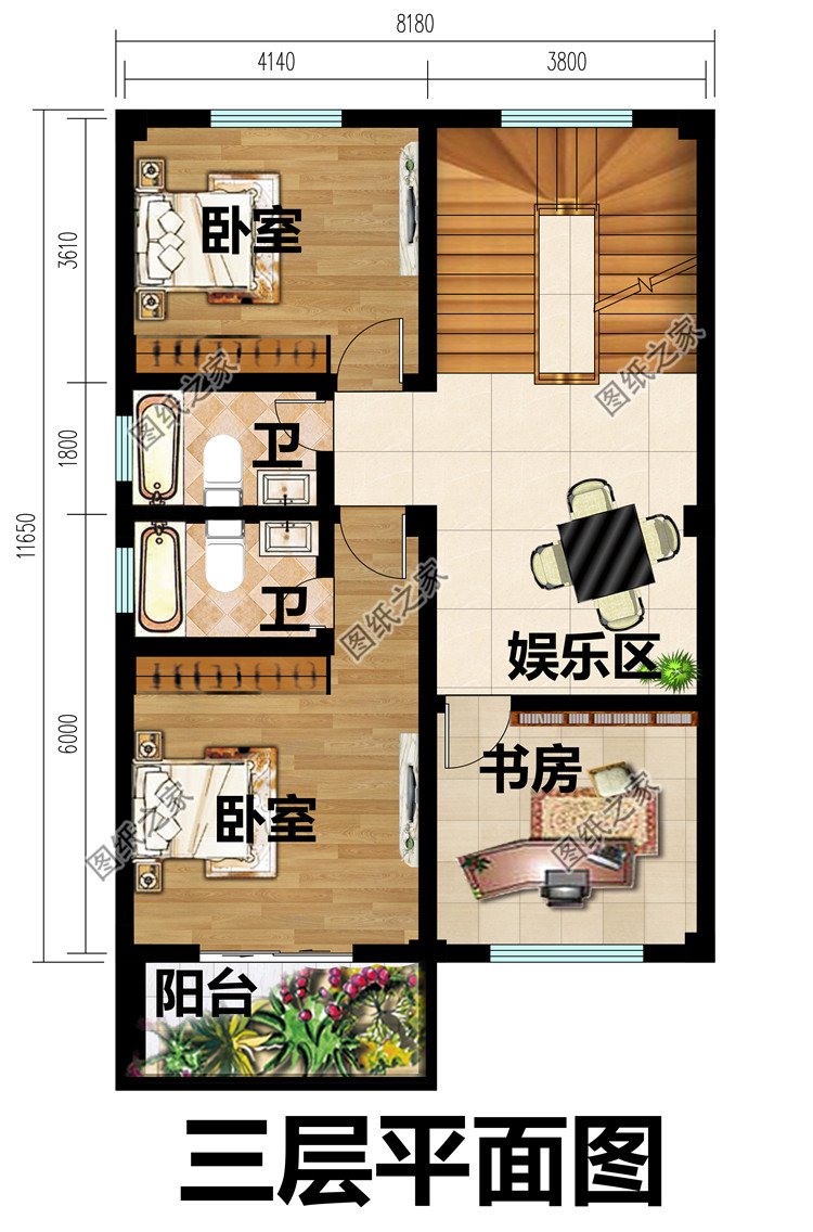 新农村小户型4层自建房三层半别墅设计图
