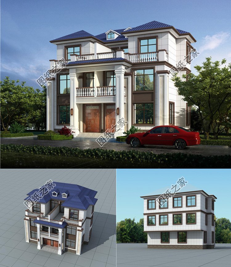 两户四间自建房设计图，不怕家里面积小，双拼别墅照样建