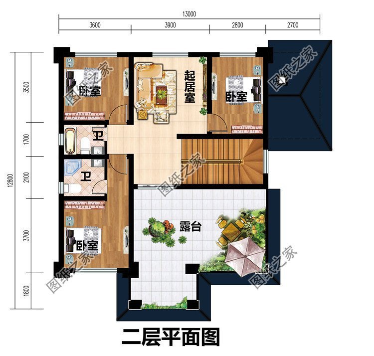 第二款:新农村三层房屋设计图以及户型图,别墅为中式风格