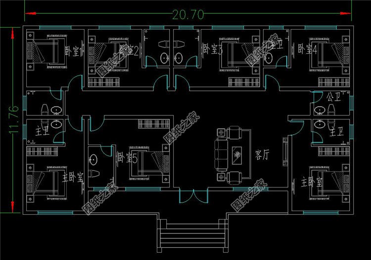 简单实用农村自建房五间一层别墅设计图,多款户型