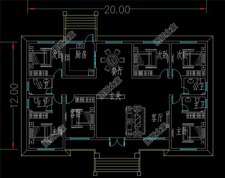 简单实用农村自建房五间一层别墅设计图,多款户型