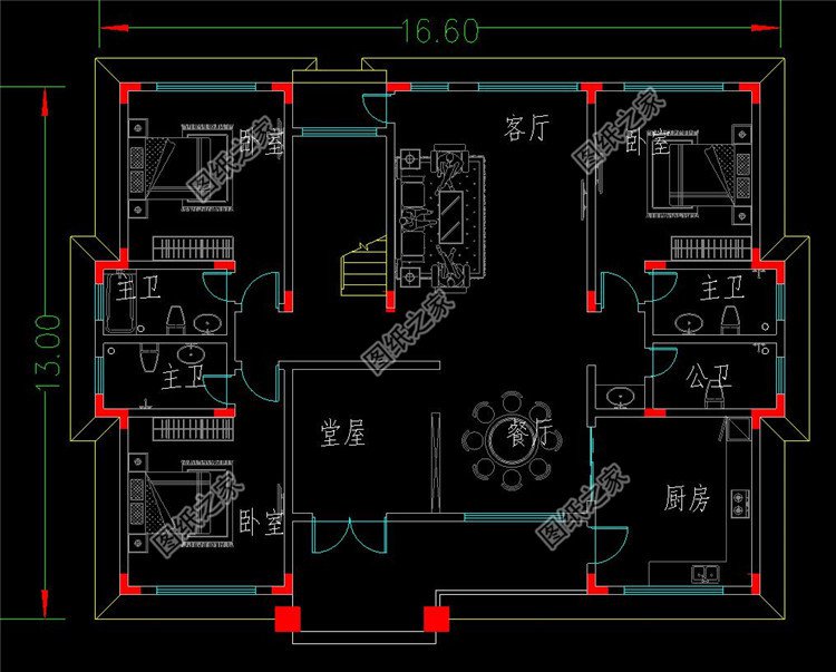 现代两层自建小楼图一层平面图