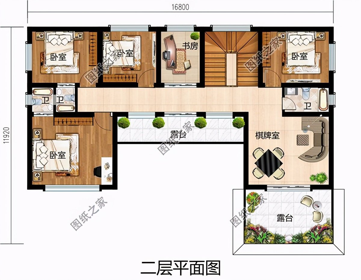 第三款:高端三层新中式农村别墅设计图以及户型图,仿合院户型布局