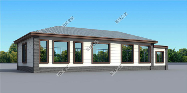 款式三:农村一层别墅设计图,占地198平米,带堂屋设计图纸介绍:这款一