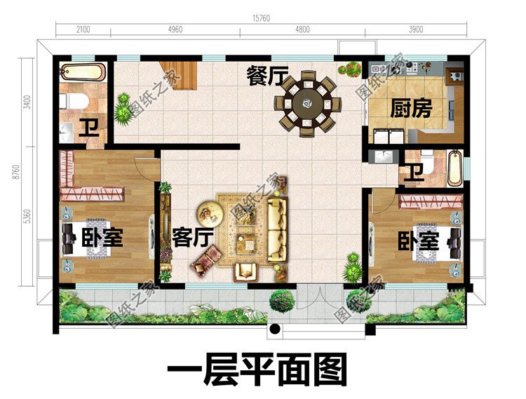 独栋两层四开间别墅设计图方案