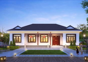 2024年新款一层住宅别墅设计图纸，中式风格漂亮极了