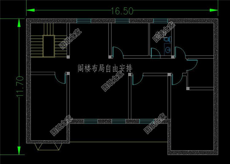 一层带阁楼的自建别墅设计图,省钱又实用_一层别墅设计图_图纸之家