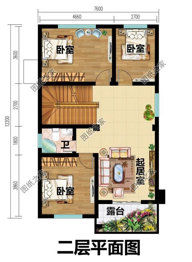 农村宅地基小，开间8米左右的二层房屋设计图满足你的条件