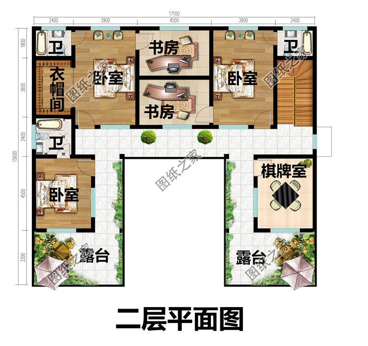 中式三合院别墅设计图