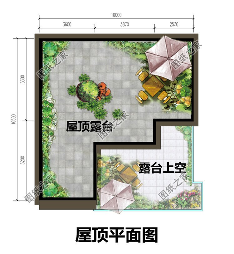 100平三层小别墅设计图屋顶平面图