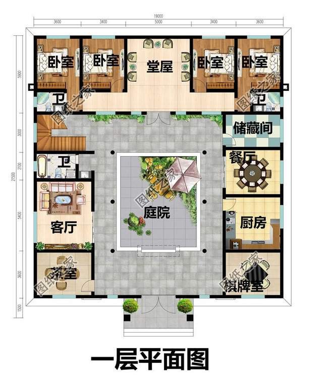 中式四合院别墅设计图，本土化建筑的代表，更受农村欢迎