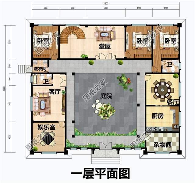 中式四合院别墅设计图，本土化建筑的代表，更受农村欢迎
