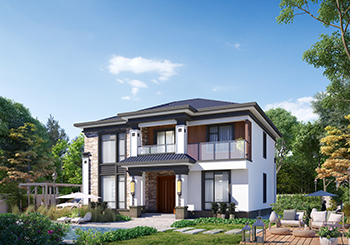 最新款二层乡下别墅设计图，新中式风格，24万建好主体