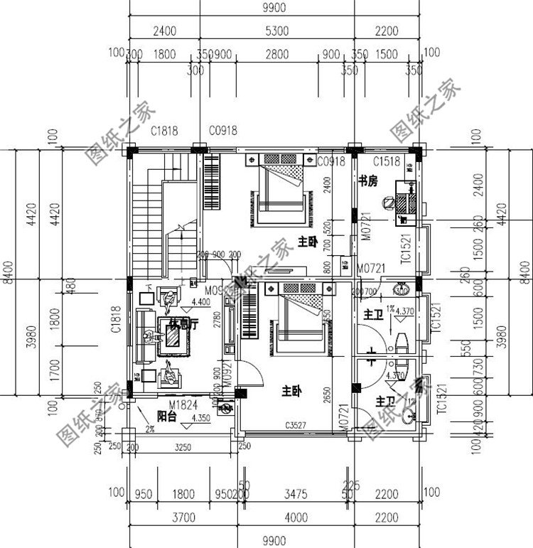 86平新中式别墅设计图二层