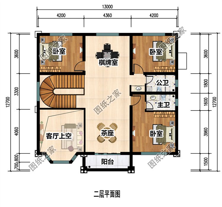 三层欧式别墅设计图二层