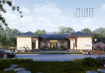 中式古风别墅设计图，一层三合院设计，经济舒适，时尚与传统的完美结合