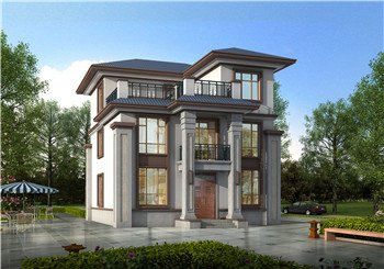 120平方米新农村房屋设计图纸，新中式效果图，3层住宅设计方案