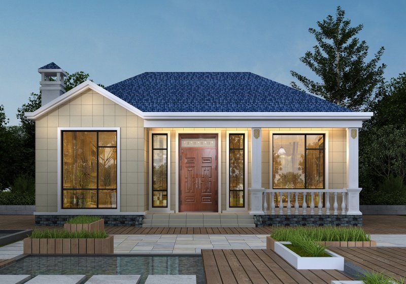 占地70平米一层小户型别墅设计图，功能齐全造价低，耐看实用