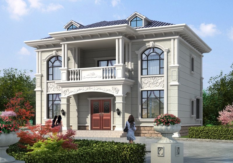 简欧漂亮农村二层别墅设计方案图纸，12米乘9米