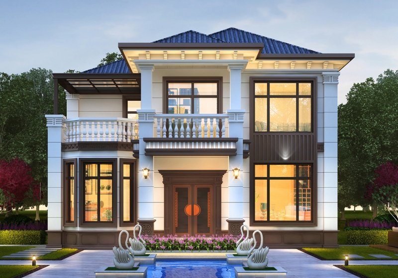 农村小别墅设计图二层，占地不大颜值高，最适合农村建造