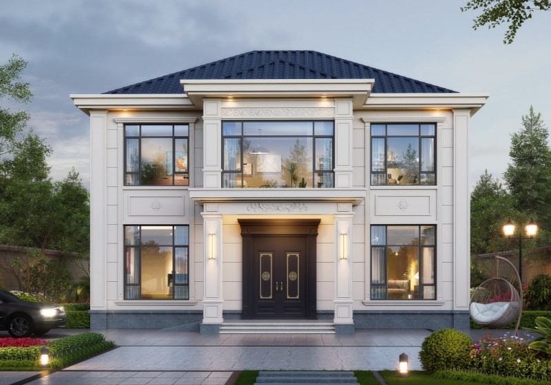 经济实用型二层自建房设计方案，造型对称，村里人抢着建！