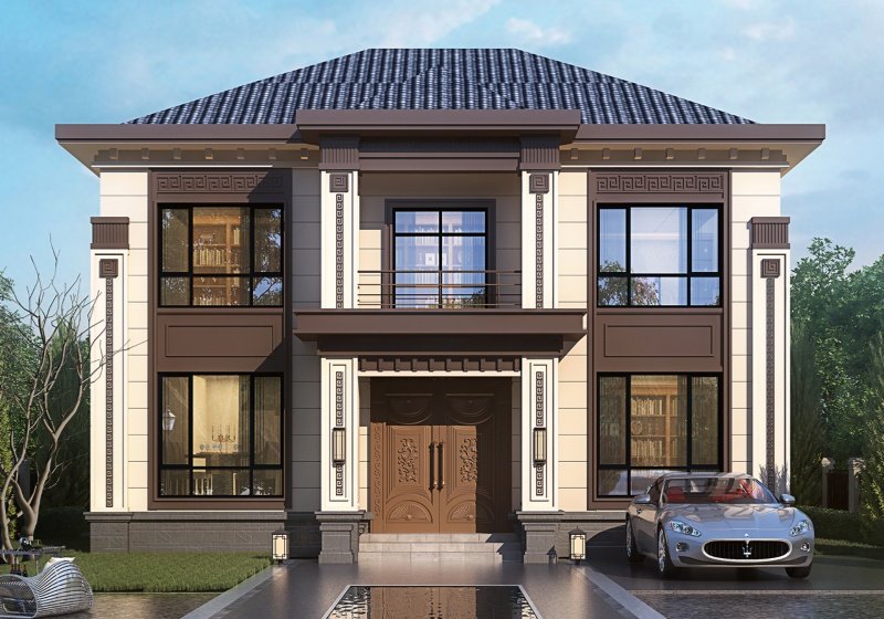 12.8x10米二层自建房别墅设计图，大气美观实用，建造无忧