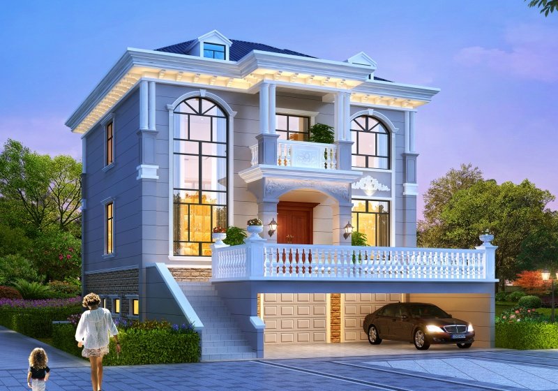 带架空层的农村二层别墅设计方案，造型大气漂亮