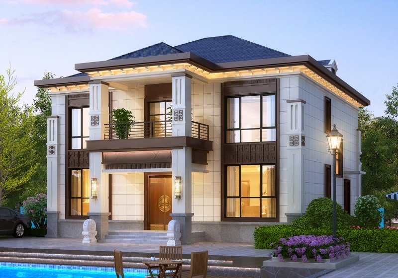 农村二层住宅别墅设计图，贴心实用，12.8米乘14.5米