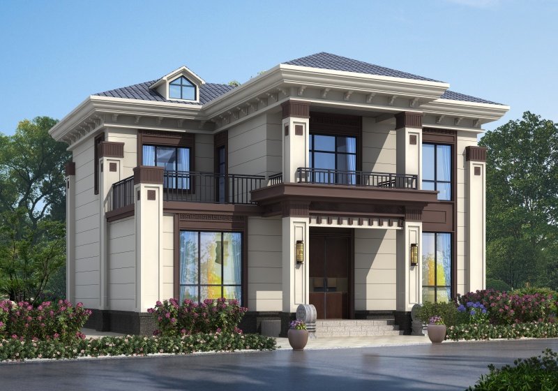 实用型二层别墅设计方案，占地120平米简单大方最耐看