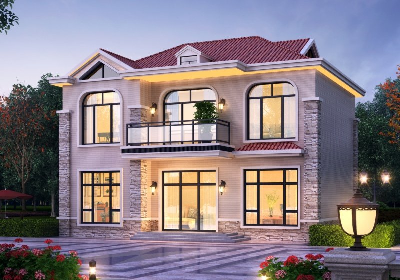 95平米二层别墅必盖户型图，造型洋气，布局接地气，赶紧回村建起来