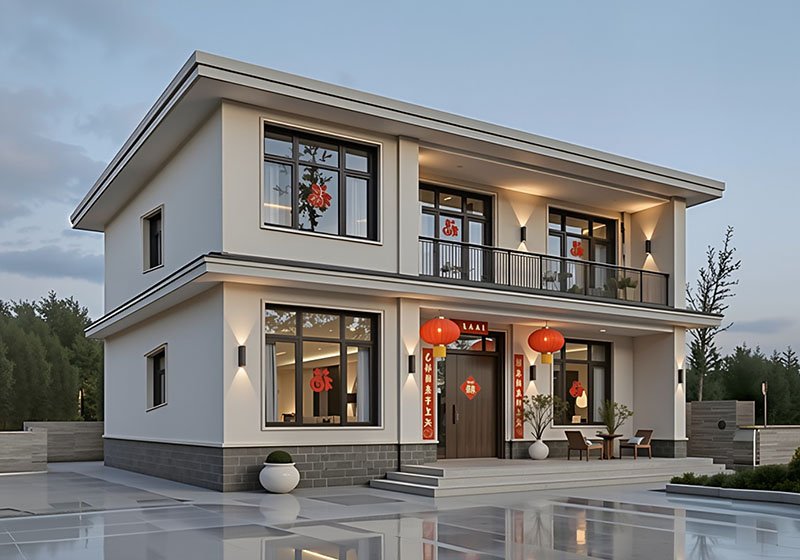 简单大气农村二层自建房设计，开间12米进深10米