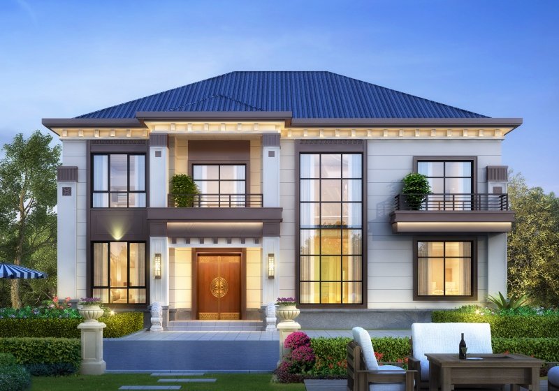 16米X12米四开间二层别墅设计图，造型美观经济实用