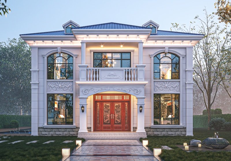 12.5乘12米大气优雅二层自建房设计图，精美舒适布局实用