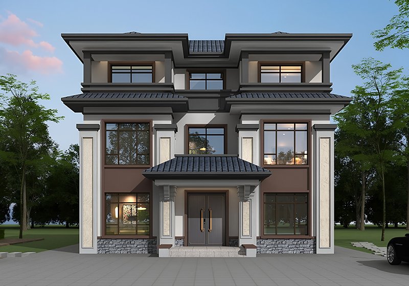 2026爆款中式三层自建房，对称设计经典不过时