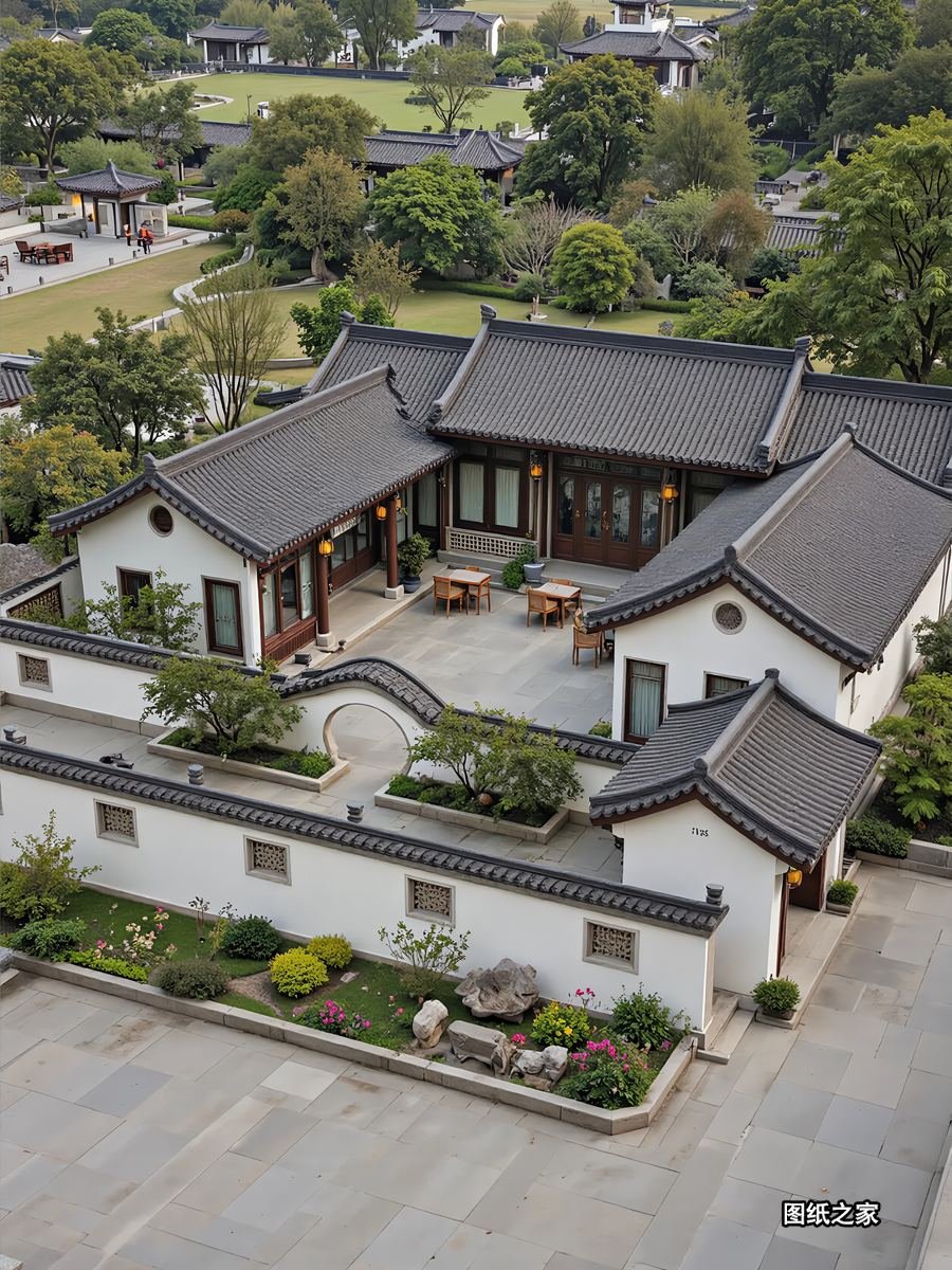 中式一层三合院设计，这才是国人该建的房子 - 别墅设计效果图