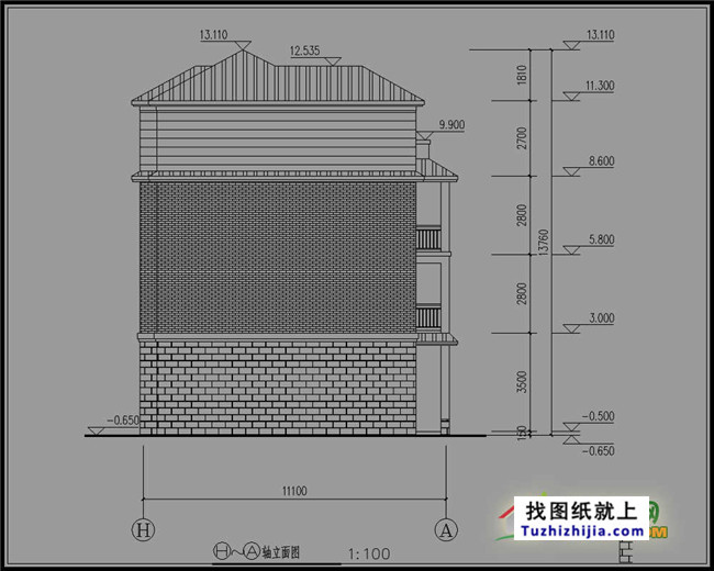 三层半经典小别墅房屋设计图纸