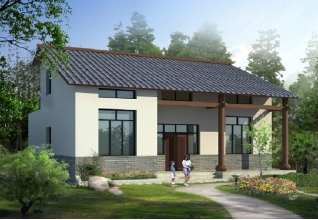 120平方米农村实用型一层别墅设计图纸及效果图大全14*12米