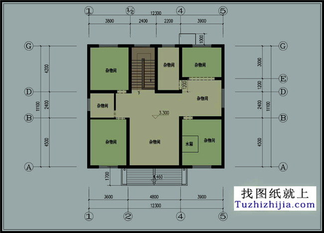 140平方米江西新農村自建一層帶閣樓cad別墅設計圖紙及效果圖,12x11米