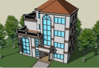 160平方米四层房屋设计图纸，带外观效果图