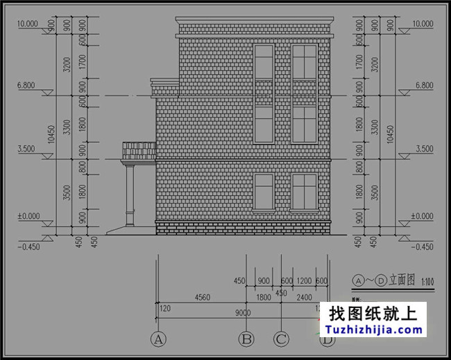 80平方米新农村三层房屋设计图