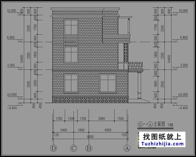 80平方米新农村三层房屋设计图